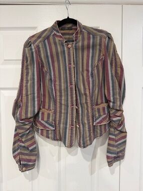 Vintage Alexander McQueen Striped Multicolor Stand-Collar Jacket